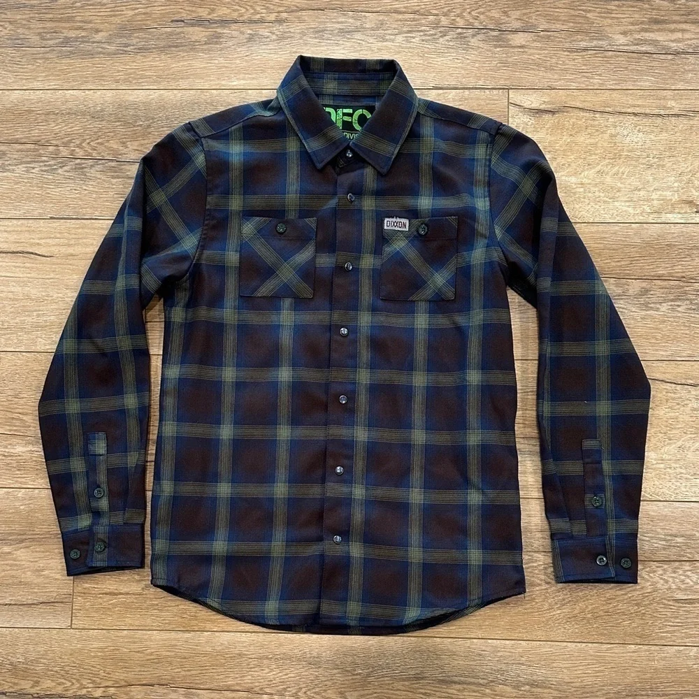 DIXXON Youth Boys Plaid Shirt - Navy and Olive